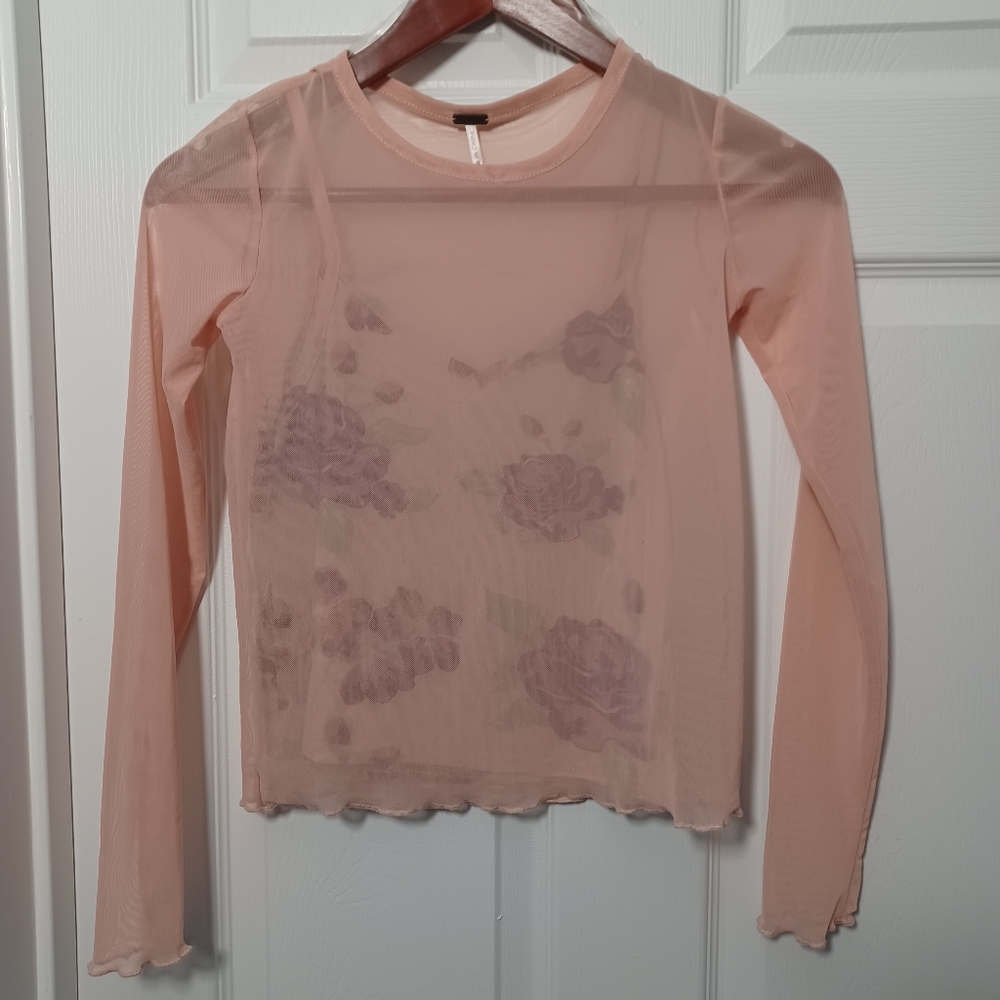 Poof! sheer top with floral tank sz S